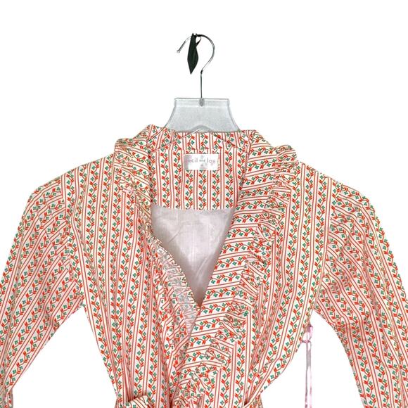 Cecil and Lou 6 Girls NEW Ruffle Floral Robe Red Green Holiday - Picture 4 of 9